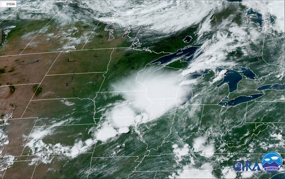 What the derecho event looked like on satellite around 3:00 PM, Monday August 10th, 2020.