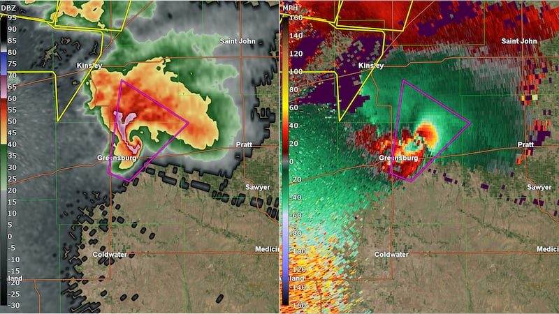 Radar imagery of the EF5 tornado that stuck 13 years ago changing the lives of many in the...