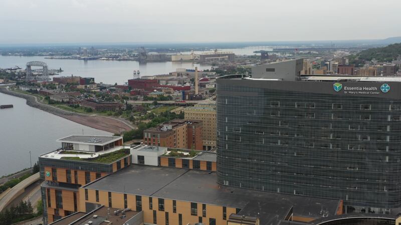 Outside view of Essentia's new St. Mary's Medical Center overlooking Lake Superior