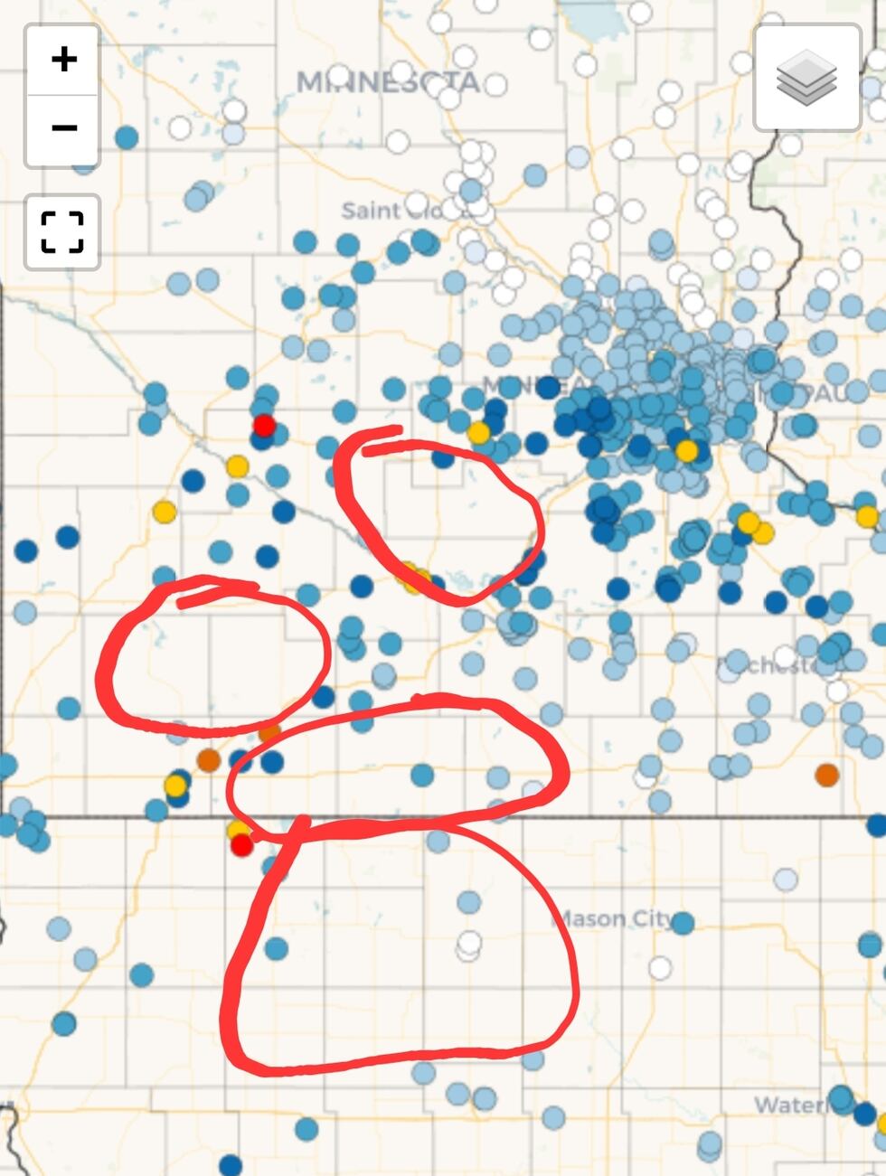 CoCoRaHS rain reports from July 8, 2022. We need volunteers to fill the blank spots with more...