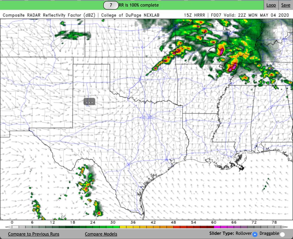 The Hi-Res models are showing the second band of storms firing some time after 4 pm today...