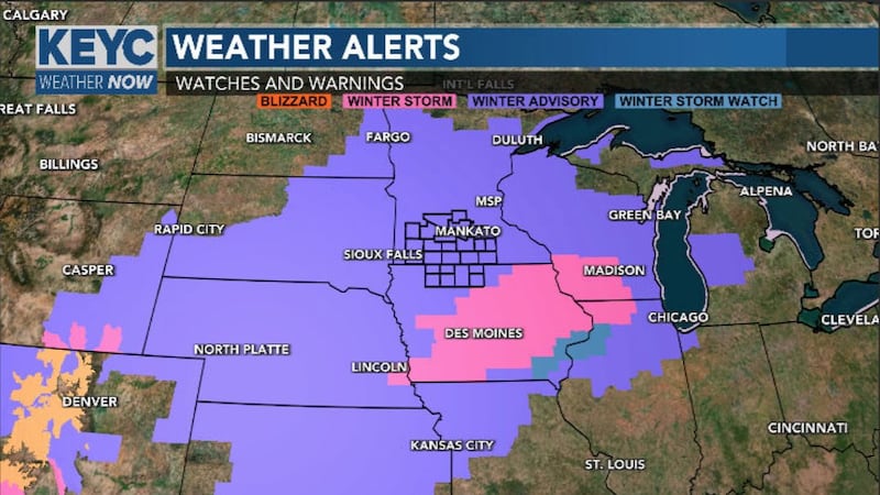 Example of weather alerts that occur during the winter season. ***This is not a real alert***