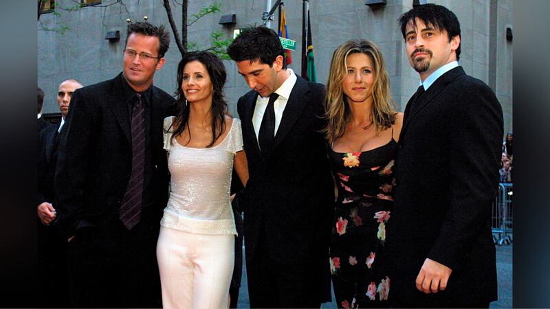 "Friends" cast members shown at New York's Rockefeller Center for NBC's 75th Anniversary event...
