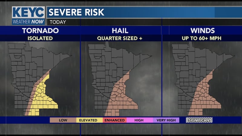 Main threat for today's severe weather will be for a tornado or two, gusty winds, and...